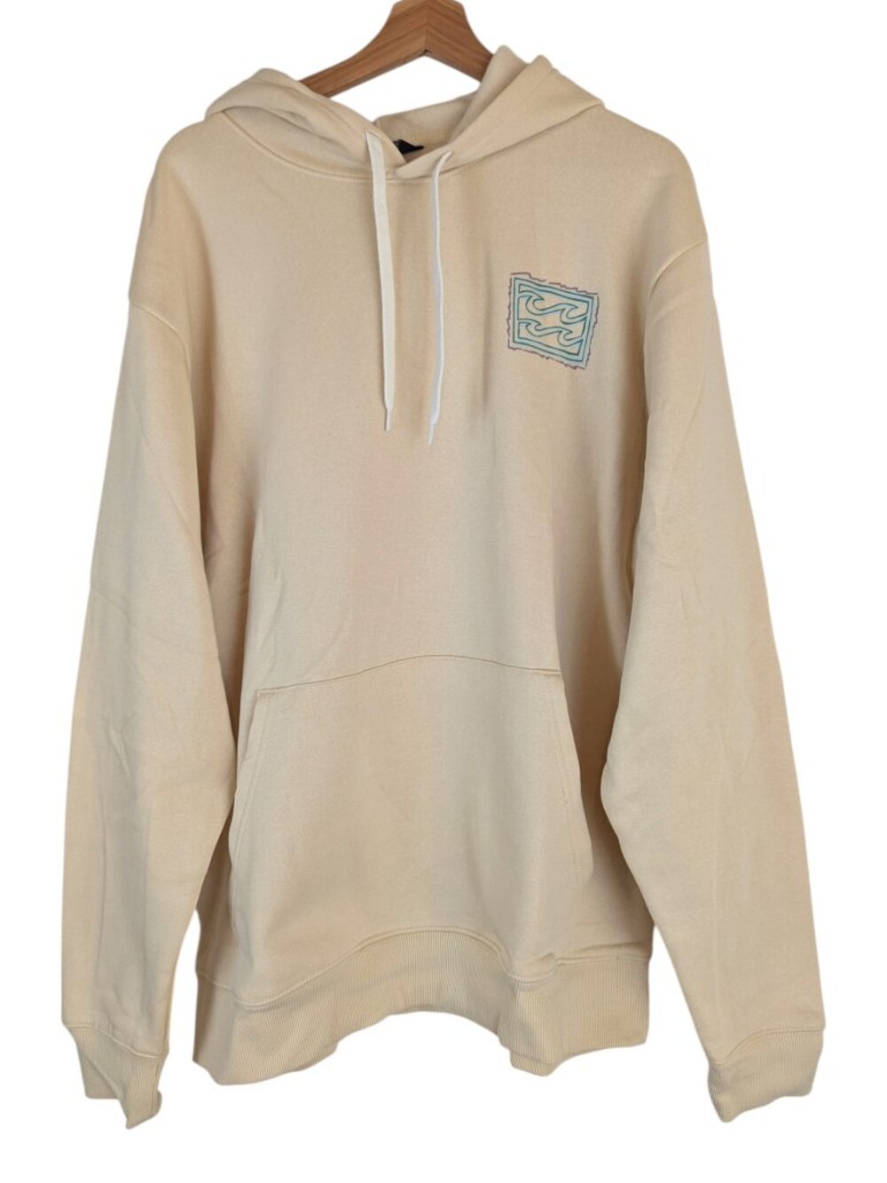 Billabong Men's Graphic Hoodie Cream Off-White Crayon Wave Size XL